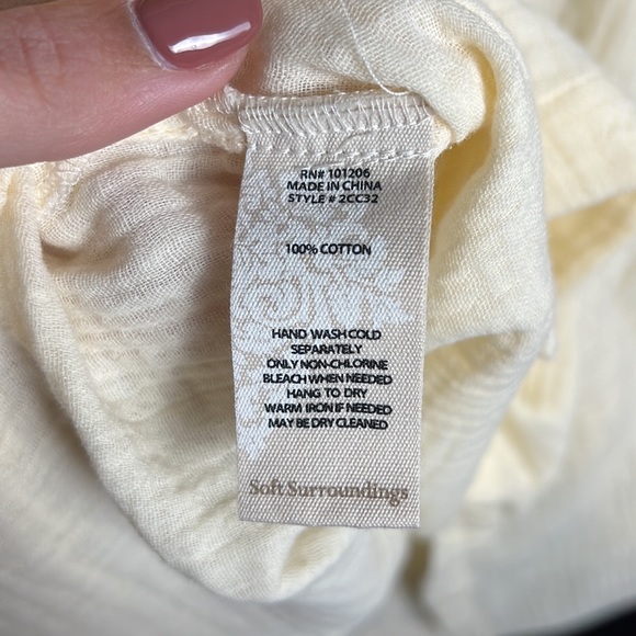 NWOT Soft Surroundings Cream 100% Cotton Collared Tunic Long Sleeve Size Large - Picture 5 of 5